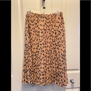 A New Day leopard print pleated midi skirt